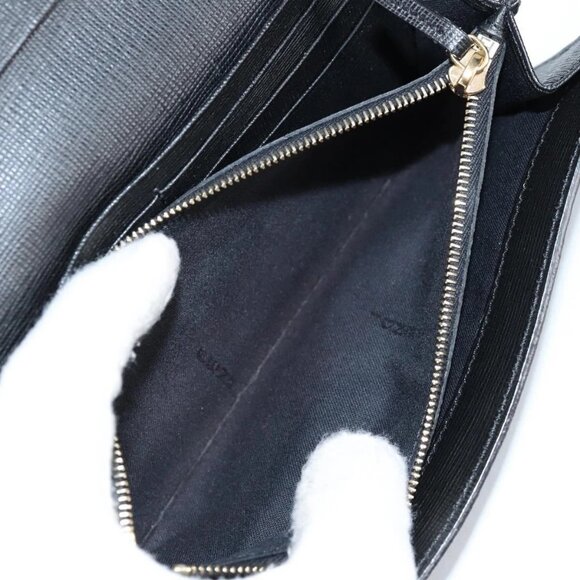 FENDI Chain Long Wallet Leather Black Gold Auth 140694M - Picture 10 of 16